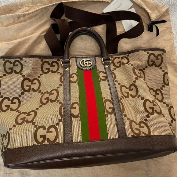 Gucci Jumbo Brown GG logo Tote - Picture 1 of 10